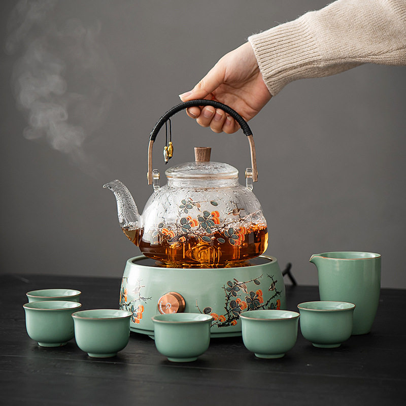 电陶炉玻璃壶煮茶器大容量加厚耐热茶壶提梁泡茶壶电热煮茶炉烧水