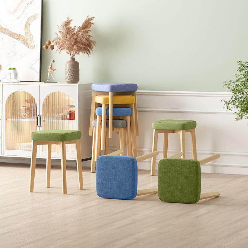 实木凳子可叠放软包方凳家用结实耐用餐桌备用高板凳简约餐厅椅子