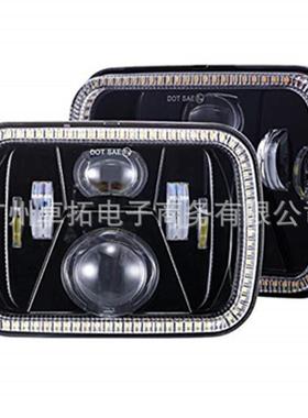 5x7英寸LED方形卡车头灯带白色日行黄色转向信号灯牧马人前照灯