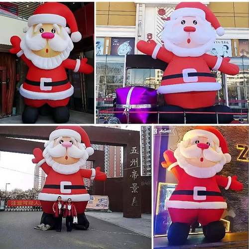 圣诞节充气圣诞老人爬墙悬挂气模发光美陈卡通装饰拱门充气雪人