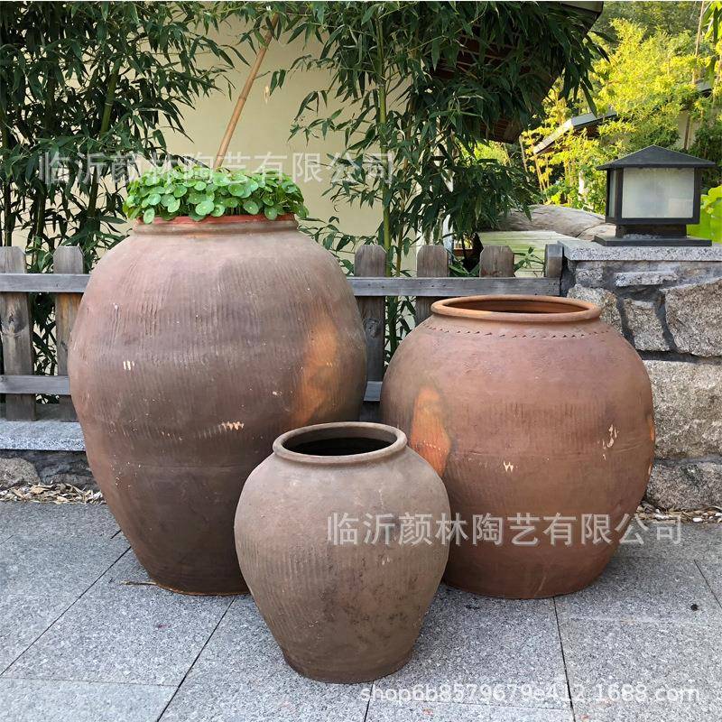 陶缸景观粗旧陶罐装饰园林庭院大号缸瓮仿古陶器组合花盆