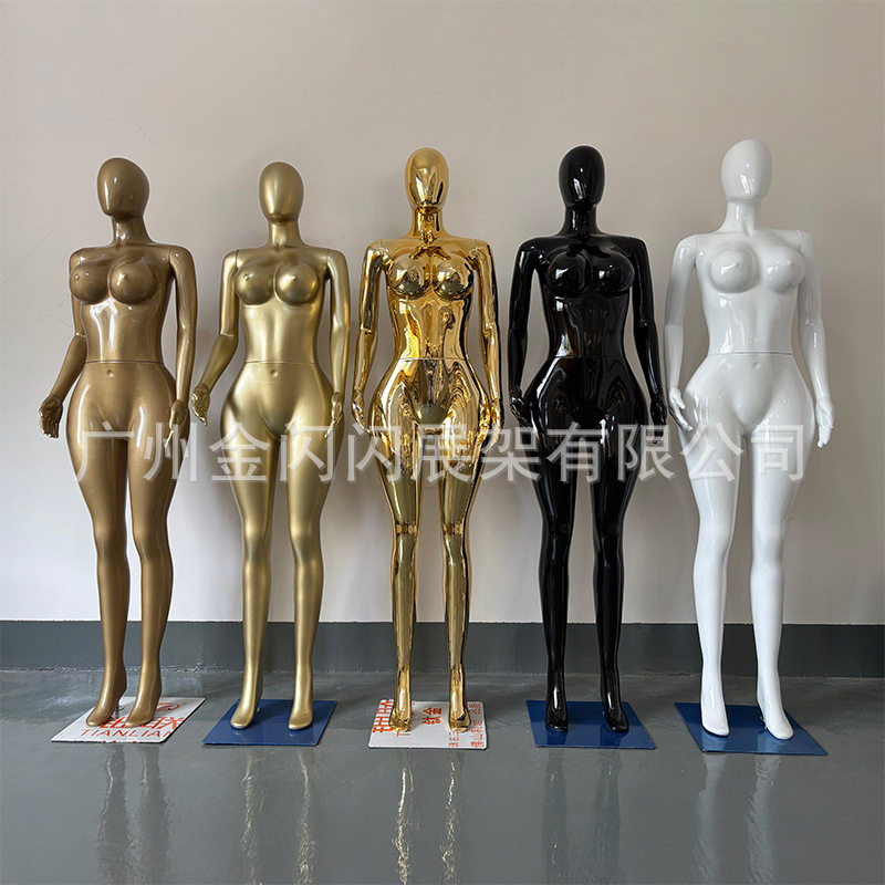 BBL全身大码女模特电镀金色黑白非洲服装店大胸大臀服装橱窗假人