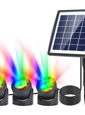 新款太阳能LED灯池塘灯ip68太阳能水底彩灯户外庭院水池装饰照