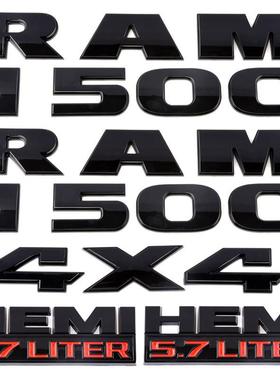 适用新款道奇RAM1500HEMI5.7liter车标排量标改装贴标4件套
