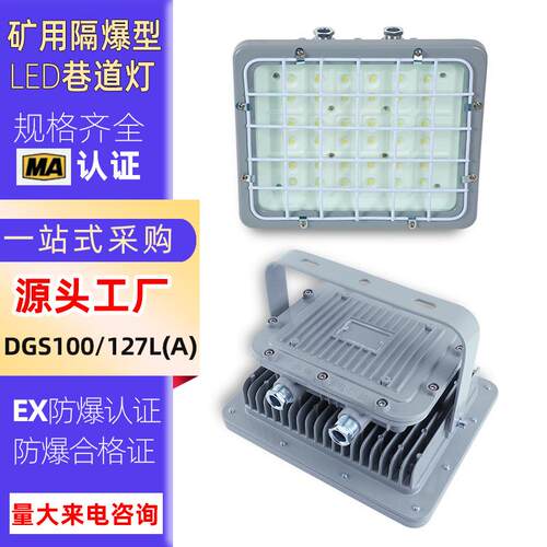 煤矿井下防爆投光灯100W200W矿用隔爆型LED巷道灯DGS100/127L(A)