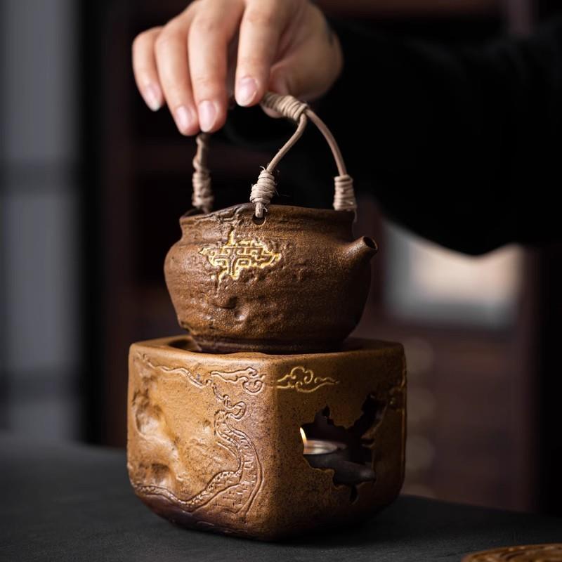 鸿煜轩粗陶蜡烛煮茶炉加热保温小号陶瓷底座暖茶器家用煮茶器茶壶