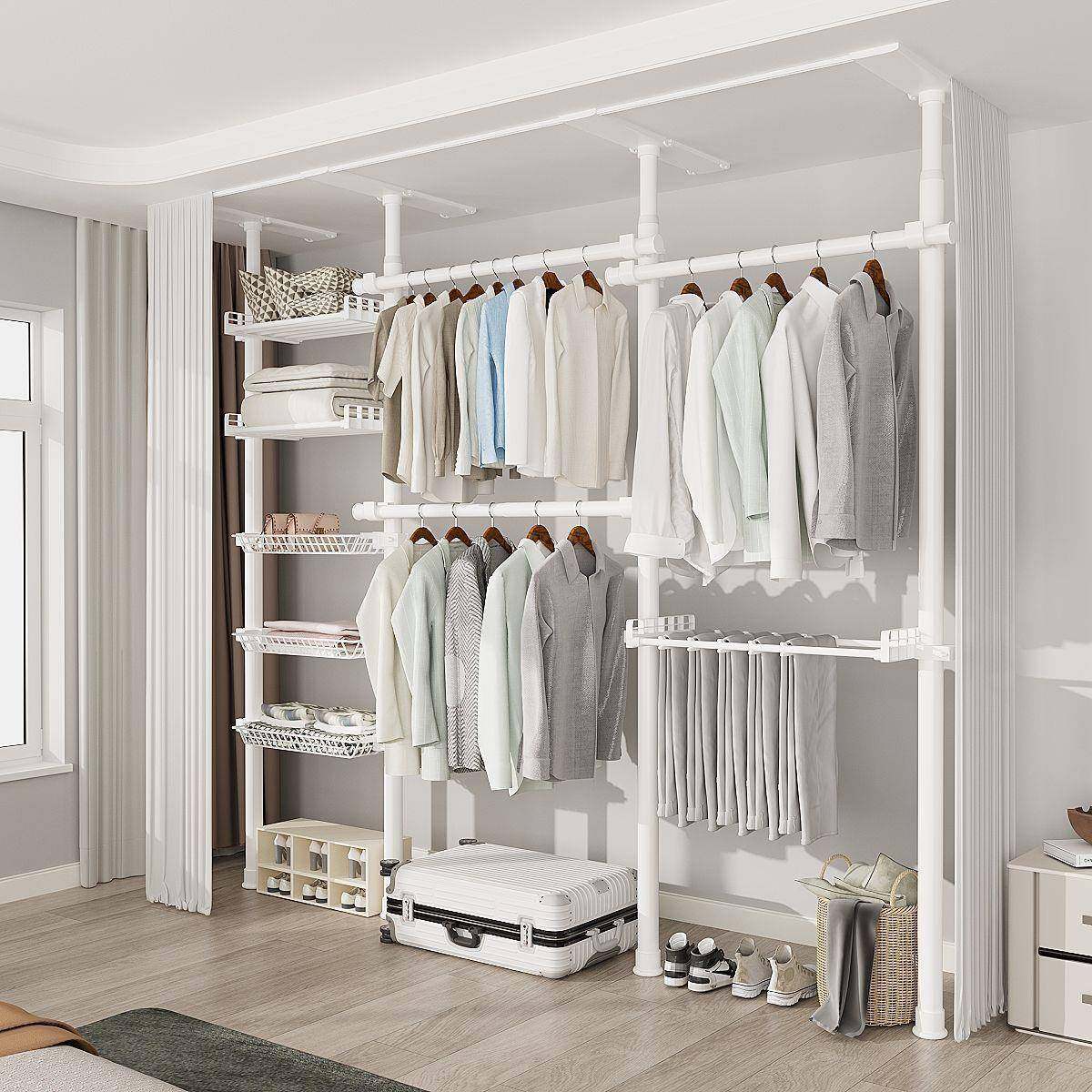 顶天立地置衣架简易衣架家用卧室挂衣落地架伸缩晾衣架开放式衣柜,机械设备,其他机械设备,淘宝优惠券,粉丝福利购,淘宝优惠卷