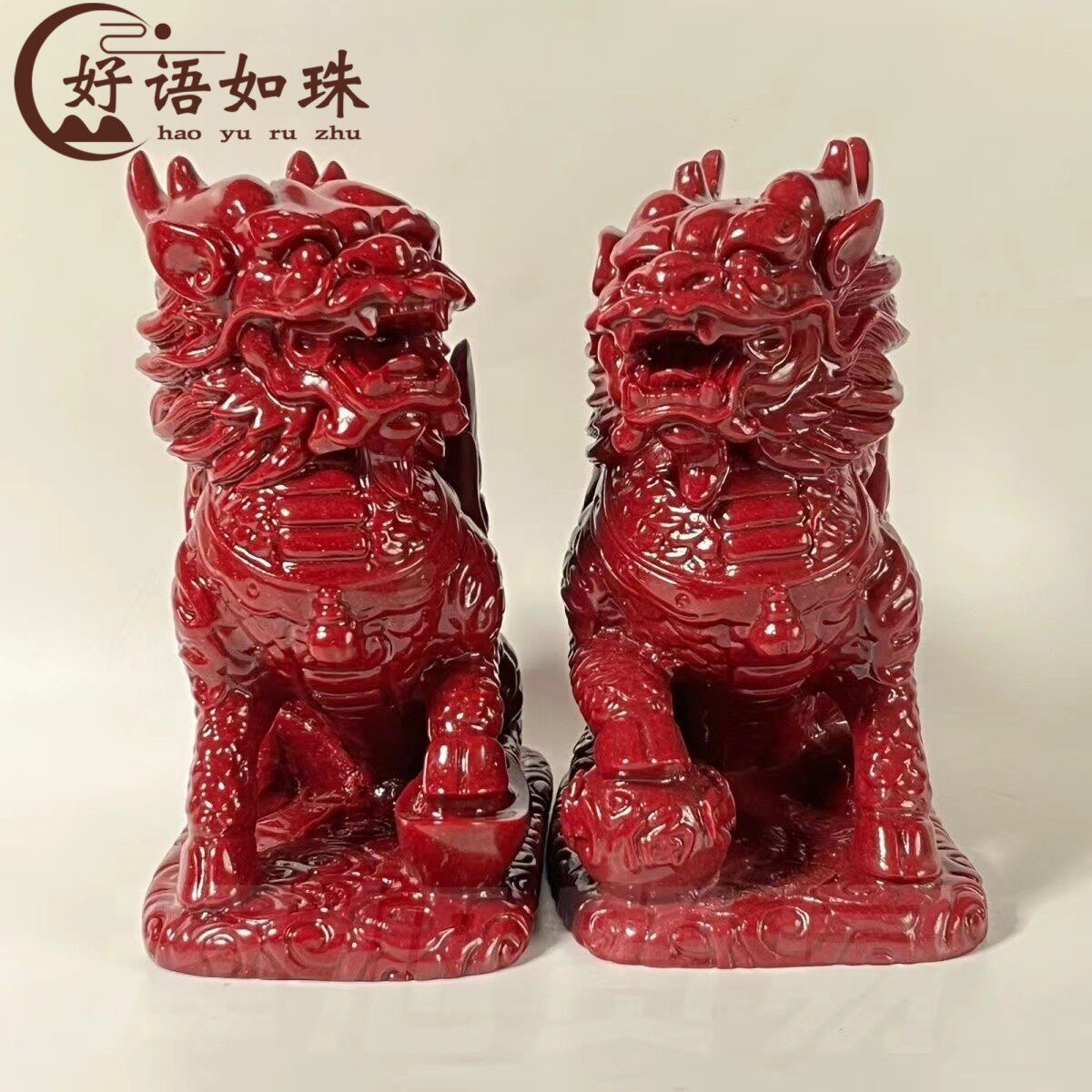 厂家批发朱砂紫金砂飞天麒麟立体摆件元宝麒麟摆件办公桌饰品一对