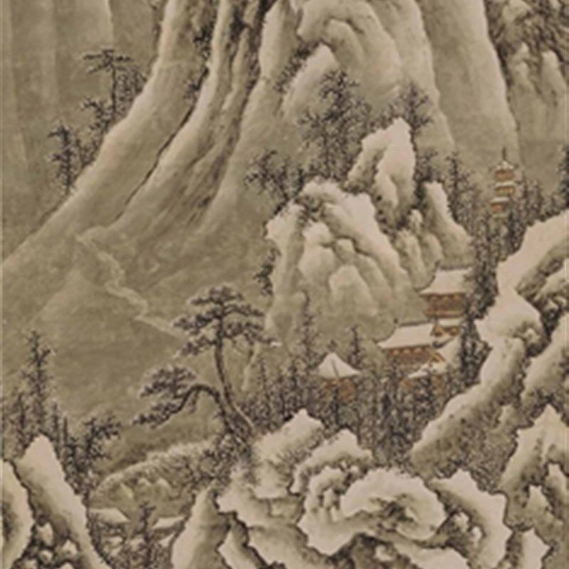 明谢时臣蛾眉雪轴图原大手卷画稿装饰高清覆制品微喷装裱范本卷轴