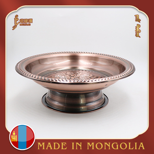 蒙古红铜盘子健康铜器手把肉盘水果盘家用塔穆嘎八角铜盘铜器手工