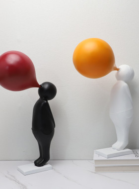 现代创意吹泡泡 卡通人物树脂摆饰 样板间家居客厅电视柜桌面装饰