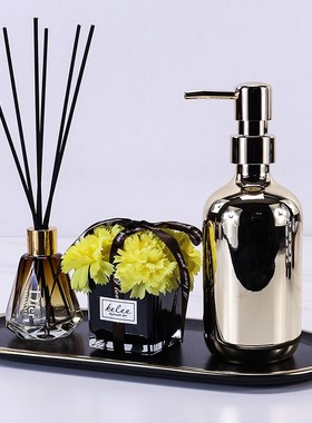 香薰托盘摆件样板间洗手池装饰样板房卫生间软饰品洗手台花艺套装