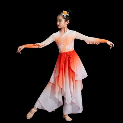 古典舞独舞灵鳞舞蹈服儿童新款胶州秧歌舞蹈表演服剧目艺考服扇舞