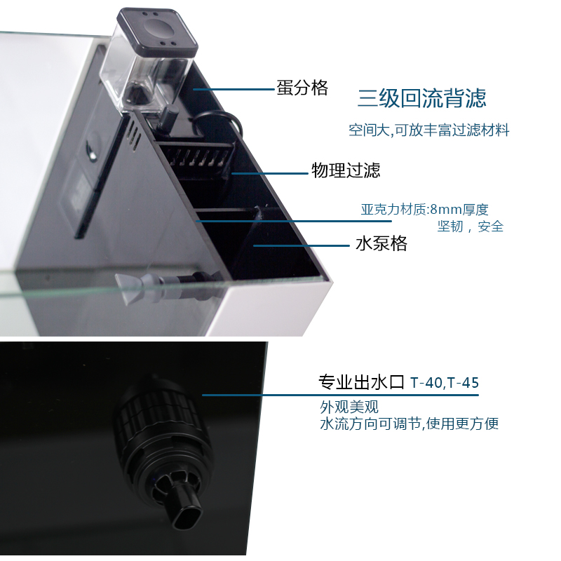 海魔方台面海水鱼缸珊瑚缸新手入门背部过滤超白玻璃小型桌面鱼缸