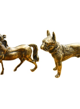 纯黄铜十二生肖镇纸摆件文房四宝桌面装饰中式摆设工艺品