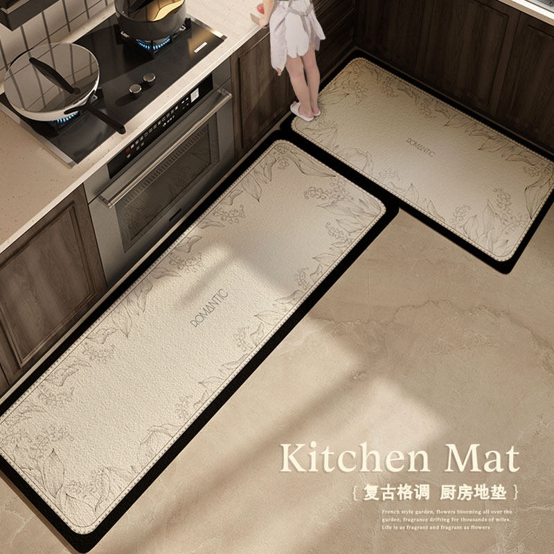 法式高级感厨房防滑防油地垫硅藻泥可擦免洗吸水耐脏脚垫l型地毯,居家布艺,厨房地垫,淘宝优惠券,粉丝福利购,淘宝优惠卷