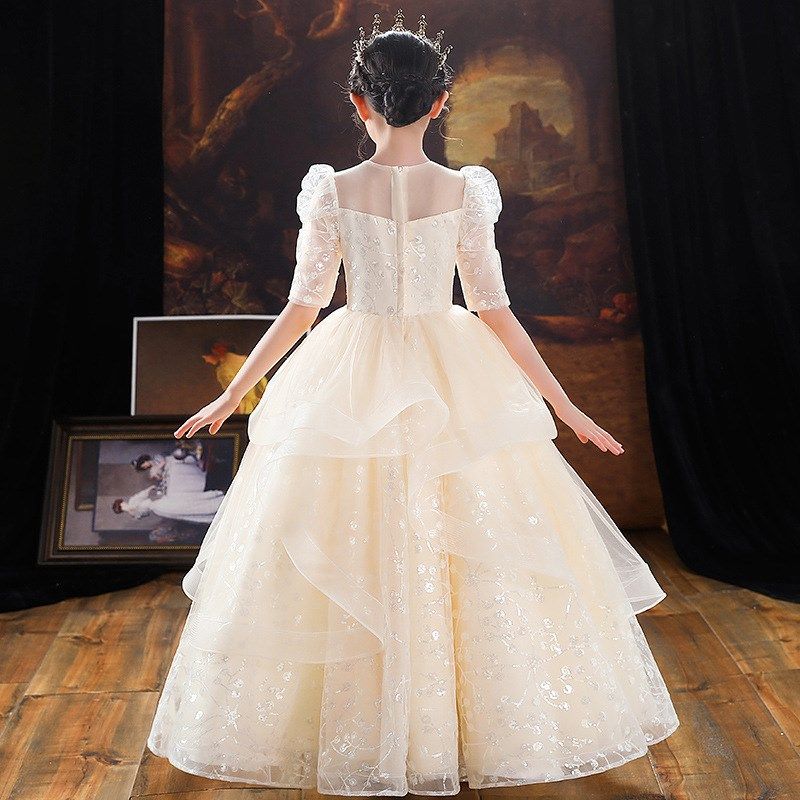 大码高端礼服女大童婚纱走秀花童蓬蓬纱生日宴会主持人钢琴演出服