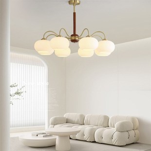 奶油风复古柿子餐厅吊灯侘寂中古vintage设计师吧台岛台玻璃灯具