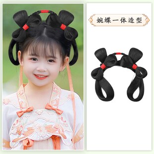 儿童汉服头发假发发髻中国风造型头饰品古风女童发型一体式垫发包