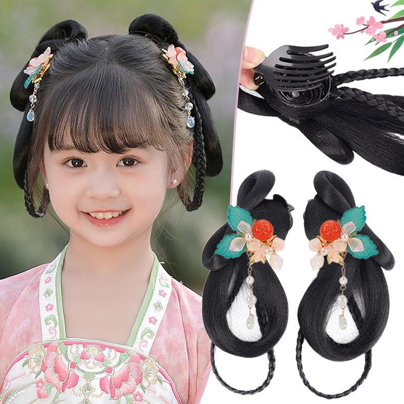 儿童汉服假发盘发发包古风女童蝴蝶结抓夹发髻古装头饰发型垫发包,美发护发/假发,发包/丸子,淘宝优惠券,粉丝福利购,淘宝优惠卷