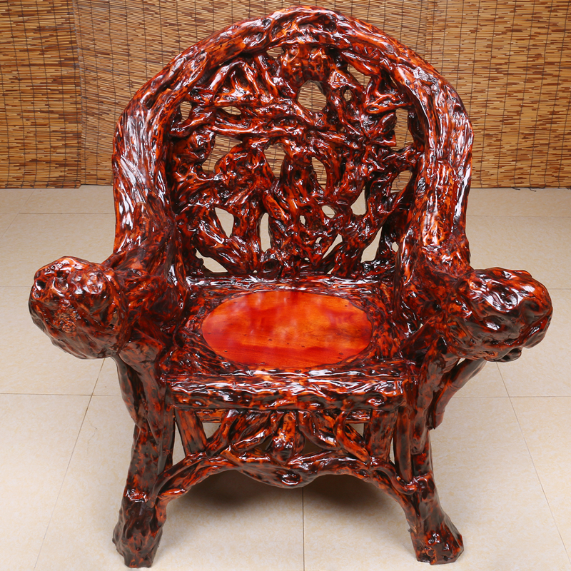 根雕椅子实木墩子原木树桩坐凳家用太师椅老人靠背椅木头树根餐椅