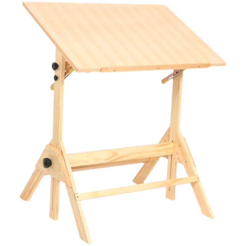 绘岳松木实木可升降可倾斜60*90制图桌子建筑师工程绘图桌