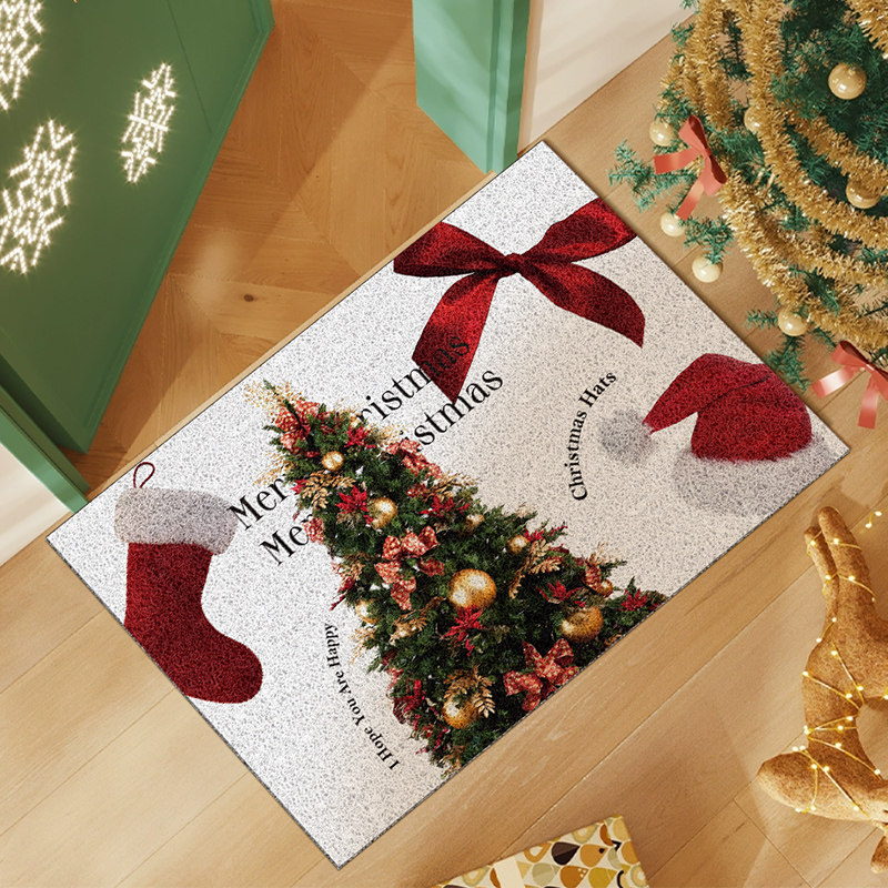 耶诞节丝圈地垫红色喜庆节日地毯入户垫子门垫大门口除尘pvc脚垫,居家布艺,入户地垫,淘宝优惠券,粉丝福利购,淘宝优惠卷