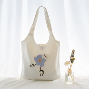 帆布包女夏小众2021年新款单肩包白色大容量布兜大学生上课布袋子