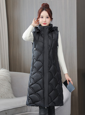 秋冬羽绒棉马甲女中长款背心坎肩马夹棉衣保暖棉服外套2024新款