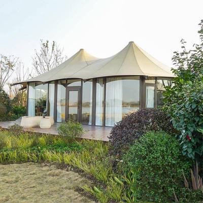 户外酒店帐篷大双峰尖野奢景区顶篷房景型室外度假区营豪华民宿地