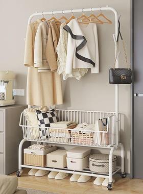 落地挂衣架用卧室移动隔衣帽夜收架带篮网红HVG挂包架衣服置家物