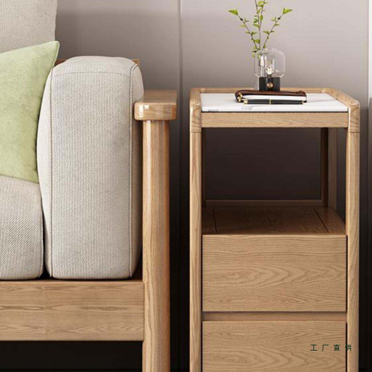 实木沙发边柜北美代木侧柜带轮无品牌/可移小茶桌动客橡厅现简约