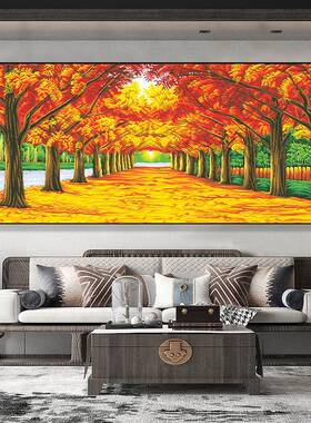 黄金满地十字画20客25绣新款线TXG绣大幅厅大气风景山水挂手工自