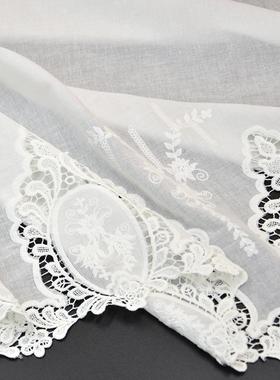 1饰06389新款棉刺绣4家纺面料布料服辅SIB料裙脚花幅宽布125厘米