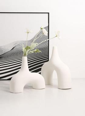 瓷北欧奶油瓶WZH风色尖口陶花样板房素客厅餐桌干花器家居软装饰