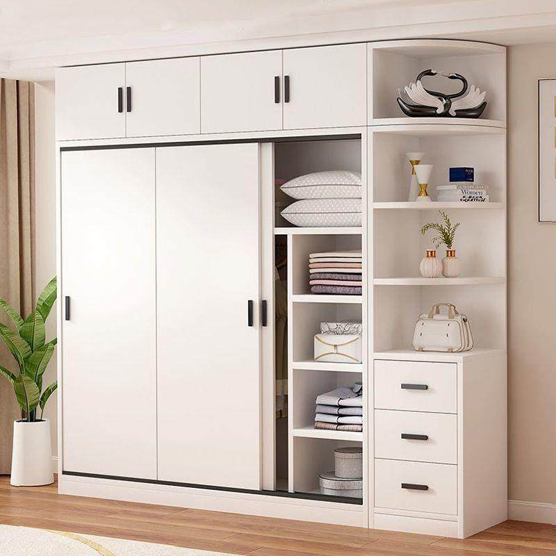 实质木见详情衣柜用卧室推装拉门小户型柜子简约现代儿童简易组家