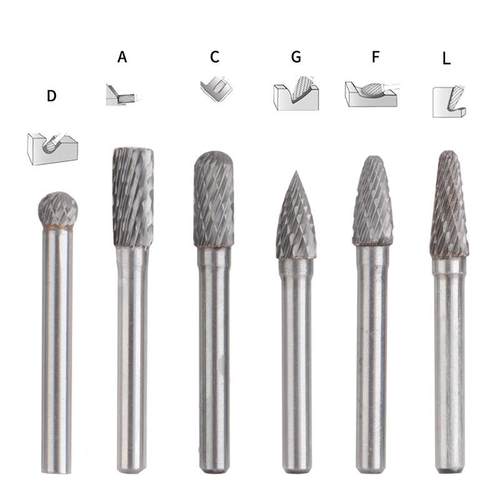 钨打磨钢磨头硬质合金旋转锉刀钨打钢滚刀ACDFG6*8套磨5件套装磨