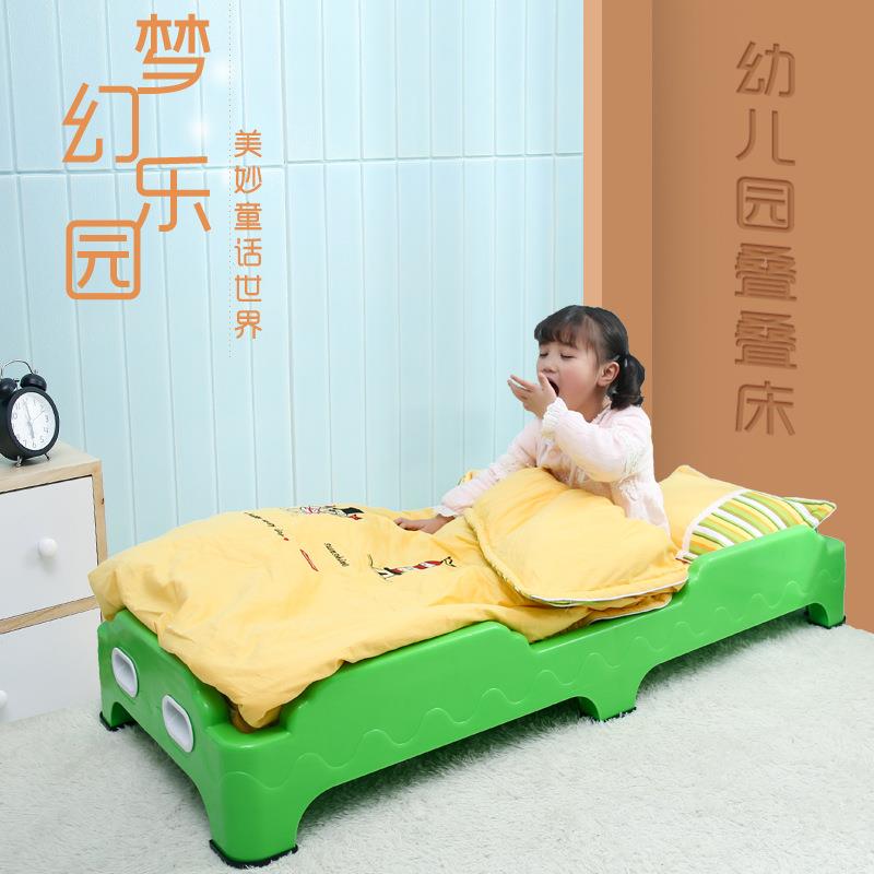 儿童塑料床幼儿园一体注塑午休床加厚早教单人叠叠床宝宝宝睡觉床