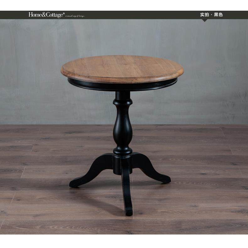 3Y欧式法式美式乡村复古做旧松木小圆桌角几边几全实木餐桌现货