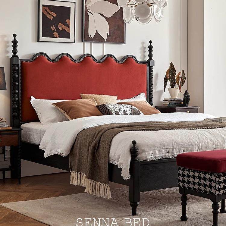 中古床法式复古实木床红橡木中古双人床1.8米主卧家具美式软包床,纺织面料/辅料/配套,纺织机械配件,淘宝优惠券,粉丝福利购,淘宝优惠卷