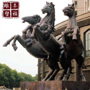 户外大型群组铜马雕塑广场铸铜动物金属马十二生肖雕塑摆件