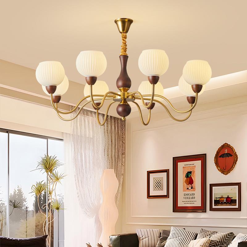 中古风全光谱法式灯客厅灯大气餐厅灯卧室灯主卧房间餐厅实木吊灯