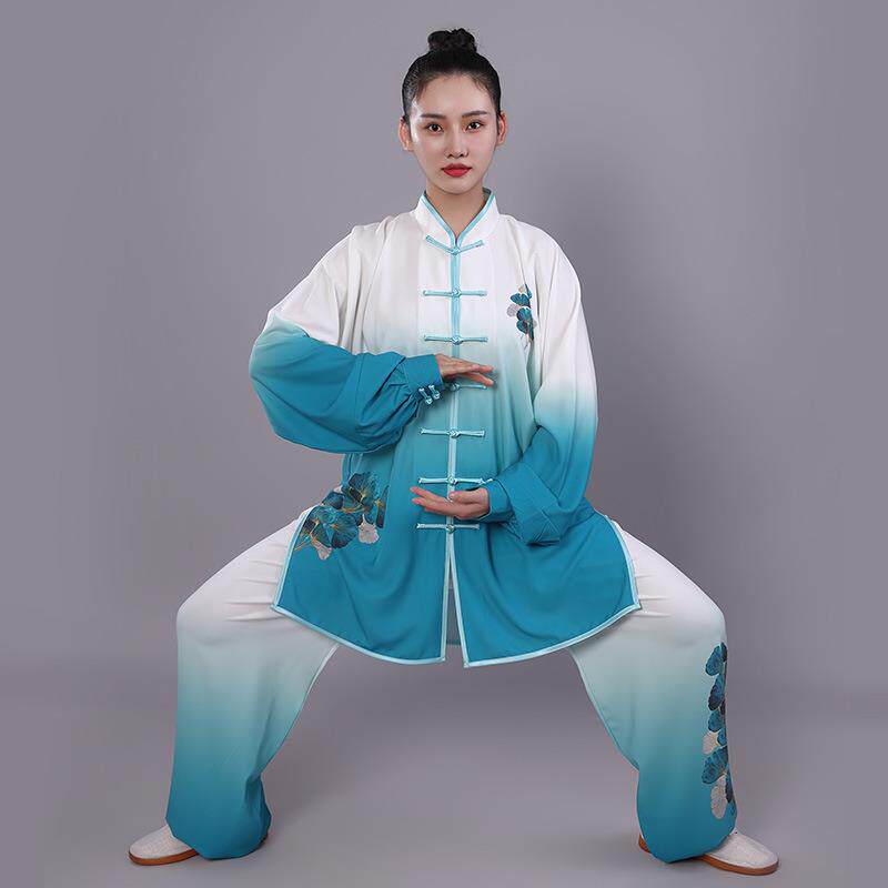 宏情新款弹力棉太极服女团体武术表演服时尚中长款练功服功夫衫男