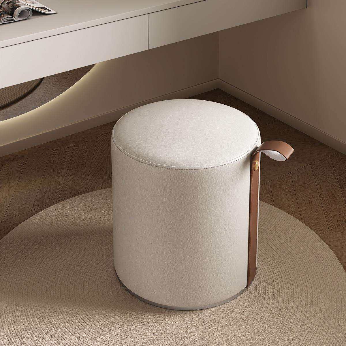 化妆凳轻奢高级感主卧室旋转化妆椅梳妆台单独凳子实木圆凳梳妆凳