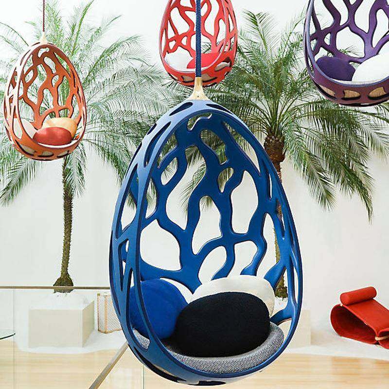 设计师轻奢镂空水滴吊椅悬挂阳台休闲椅玻璃钢秋千鸟巢吊篮单人