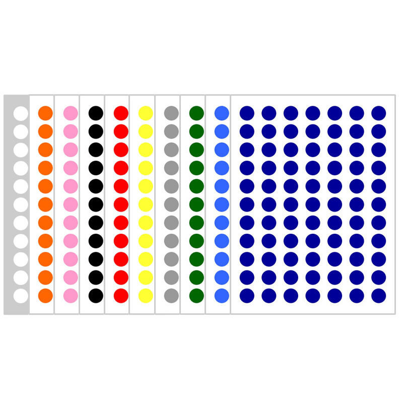 770个10mm圆点圆形标签贴纸1cm红色黄色蓝色绿色粉色白色黑色橙色