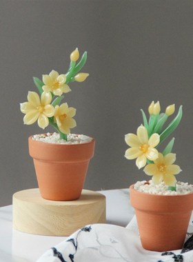 小花仙人掌淄博琉璃盆栽铃兰可爱摆件多肉办公室装饰品禅意