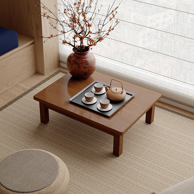 小桌子阳台小型榻榻米茶几飘窗茶桌实木长方形床上桌结实写作业桌