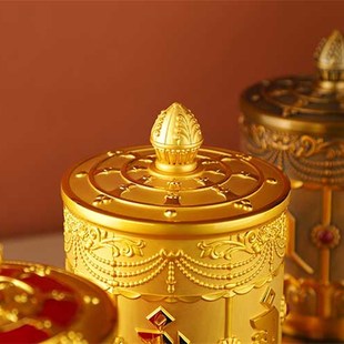 语狮子缩微胶片合金电动家居饰品摆件西藏转轮插电源转动转金筒