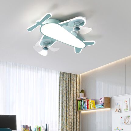 儿童房卧室吸顶风扇灯护眼男女孩家用2024年新款led飞机超亮灯具
